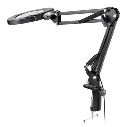 Lattiasuurennuslamppu 5x suurennus lasilinssi 110 mm säädettävä varsi LED 5 väriä