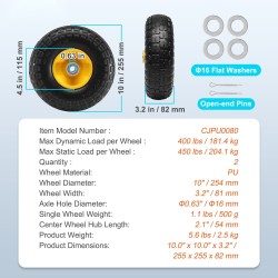 Kiinteät PU-pyörät metallikeskiöllä 254 mm halkaisija 81 mm leveys 2 kpl