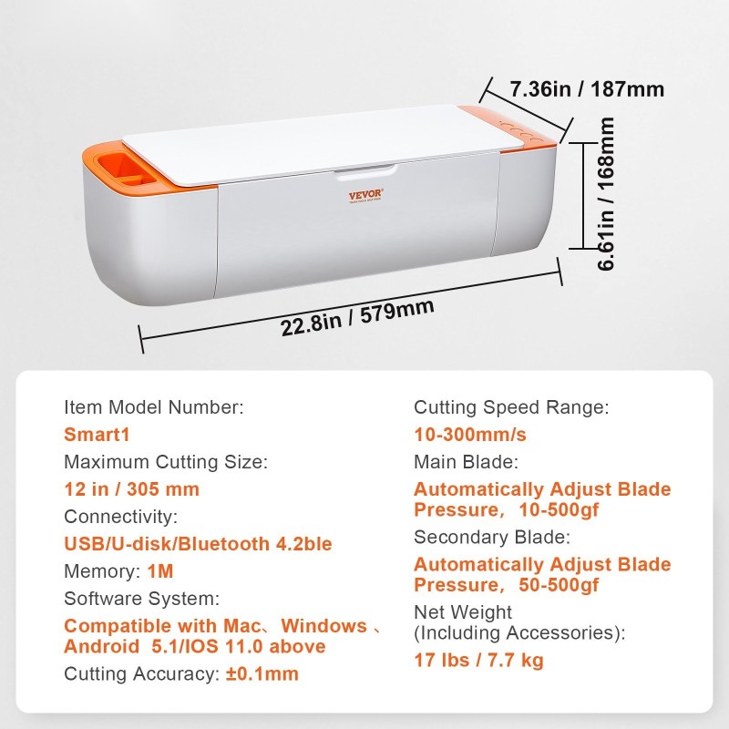 Pöytämallinen vinyylileikkuri Bluetoothilla 305 mm leikkausalue yli 100 materiaalille automaattinen teränpaineen säätö