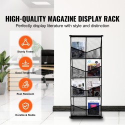 Lattiamallinen esiteteline neljällä tasolla kahdeksalle A4-esitteelle kevyt kantolaukku mukana