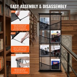 Lattiamallinen esiteteline neljällä tasolla kahdeksalle A4-esitteelle kevyt kantolaukku mukana