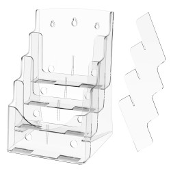 Akryylinen 4-tasoinen esiteteline 8,5×11 tuumaa irrotettavalla välilevyllä pöytä tai seinäkiinnitys