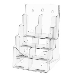 Akryylinen 4-tasoinen esiteteline 8,5×11 tuumaa irrotettavalla välilevyllä pöytä tai seinäkiinnitys