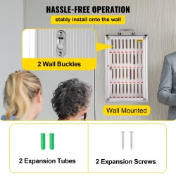 Matkapuhelinkaappi 36 lokeroa alumiiniseosrunko läpinäkyvä pleksilasi avainlukko seinälle asennettava