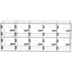 Puhelinsäilytyslokero akryyli 10 lokeroa läpinäkyvä seinä tai pöytäasennus lukot ja avaimet