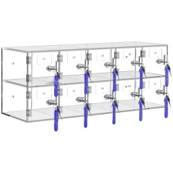 Puhelinsäilytyslokero akryyli 10 lokeroa läpinäkyvä seinä tai pöytäasennus lukot ja avaimet