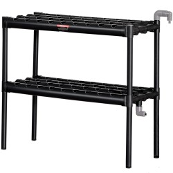 Hydroponinen PVC kasvatusjärjestelmä 72 kasvupaikkaa 2 kerrosta tummanharmaa ajastimella korit sienet