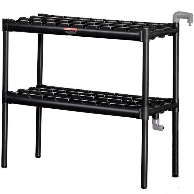 Hydroponinen PVC kasvatusjärjestelmä 72 kasvupaikkaa 2 kerrosta tummanharmaa ajastimella korit sienet