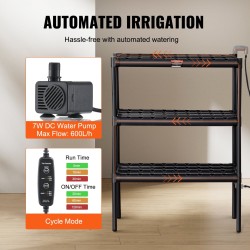 Hydroponinen PVC-kasvatusjärjestelmä 108 kasvupaikkaa 3 kerrosta tummanharmaa ajastinpumppu korit sienet