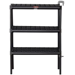 Hydroponinen PVC-kasvatusjärjestelmä 108 kasvupaikkaa 3 kerrosta tummanharmaa ajastinpumppu korit sienet