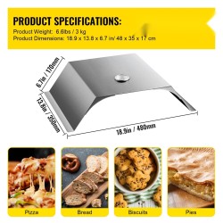 Pizzauunisarja ruostumatonta terästä 33 cm kordieriittinen pizzakivi sopii 22-tuumaisiin grilleihin