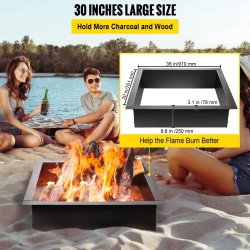 Neliöinen terästulipesärengas mustalla pinnoitteella 30 x 30 tuumaa mukana pihdit