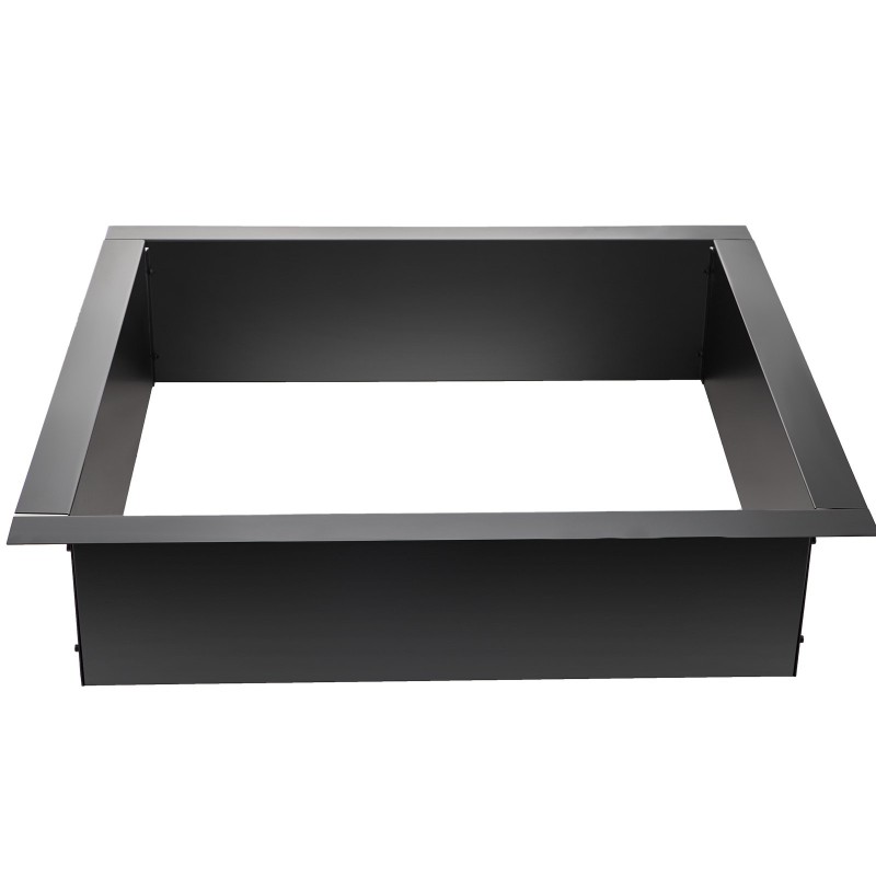 Neliöinen terästulipesärengas mustalla pinnoitteella 30 x 30 tuumaa mukana pihdit