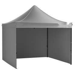 Paviljonkiteltta hiiliteräsrunko 500D PU hopeakangas 304 8 x 304 8 cm tummanharmaa sivuseinillä