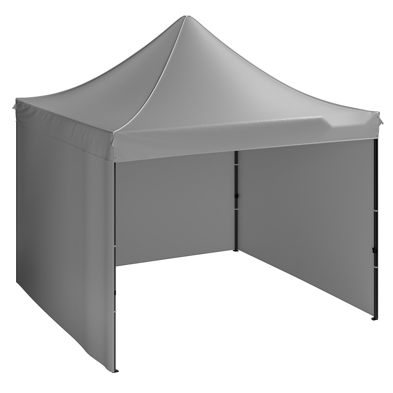 Paviljonkiteltta hiiliteräsrunko 500D PU hopeakangas 304,8 x 304,8 cm tummanharmaa sivuseinillä