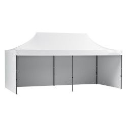 Paviljonkiteltta 500D polyuretaanipinnoitettu kangas 3,05×6,10 m valkoinen irrotettavat sivuseinät säilytyspussi
