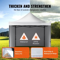 Taitettava paviljonkiteltta 304,8 x 304,8 cm valkoinen 500D PU-kuomu sivuseinät säilytyslaukku