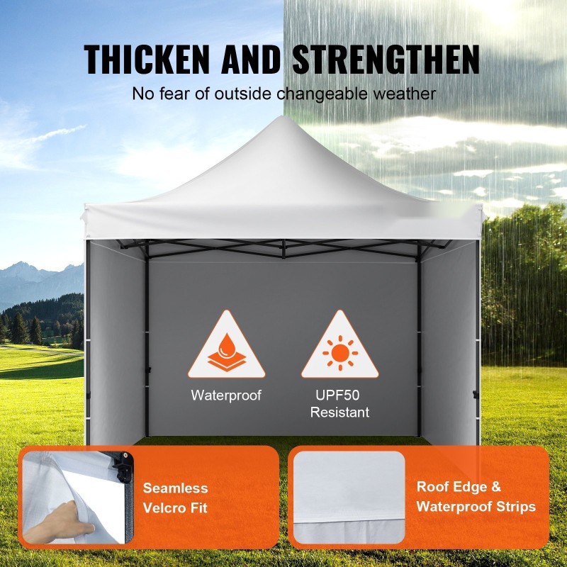 Taitettava paviljonkiteltta 304,8 x 304,8 cm valkoinen 500D PU-kuomu sivuseinät säilytyslaukku