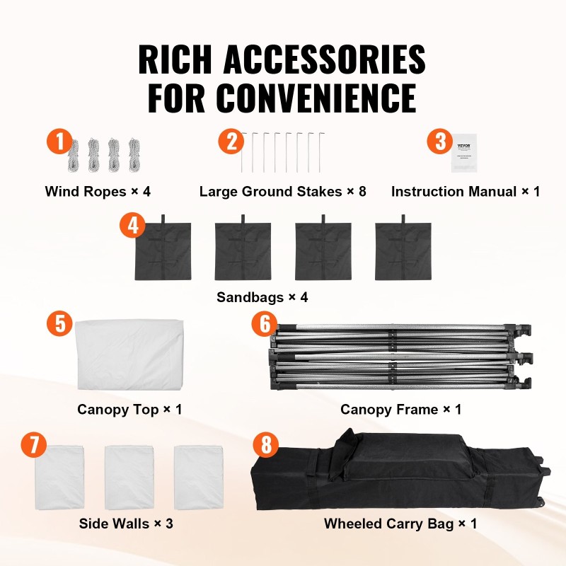 Taitettava paviljonkiteltta 304,8 x 304,8 cm valkoinen 500D PU-kuomu sivuseinät säilytyslaukku