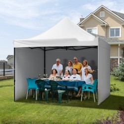 Taitettava paviljonkiteltta 304,8 x 304,8 cm valkoinen 500D PU-kuomu sivuseinät säilytyslaukku