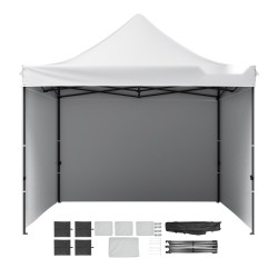 Taitettava paviljonkiteltta 304,8 x 304,8 cm valkoinen 500D PU-kuomu sivuseinät säilytyslaukku