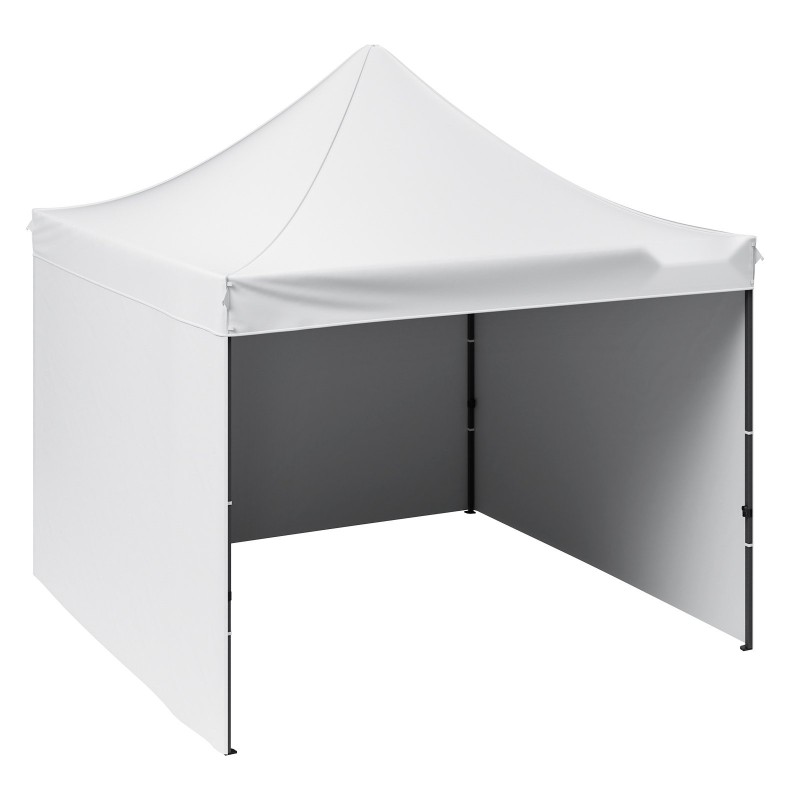 Taitettava paviljonkiteltta 304,8 x 304,8 cm valkoinen 500D PU-kuomu sivuseinät säilytyslaukku