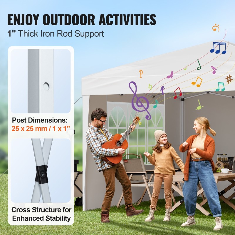 Pop-up-katos 2,95 x 2,95 m 210D Oxford-kangas 3 sivuseinää 2 ikkunaa