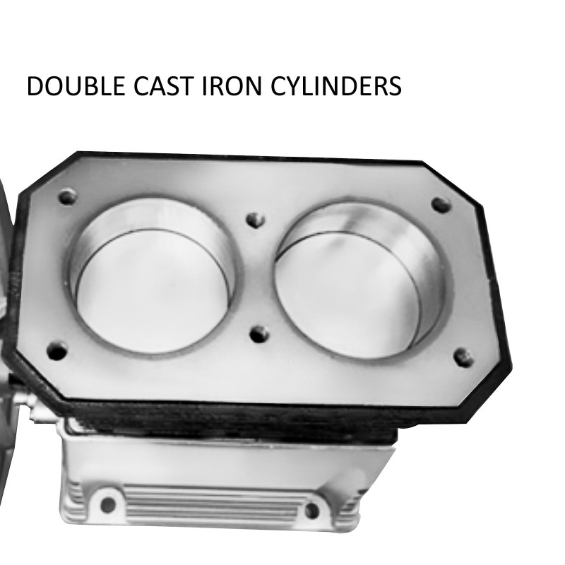 Männäkompressoripää 2,2 kW yksivaiheinen kaksisylinterinen alumiinirunko valurautaiset sylinteriholkit