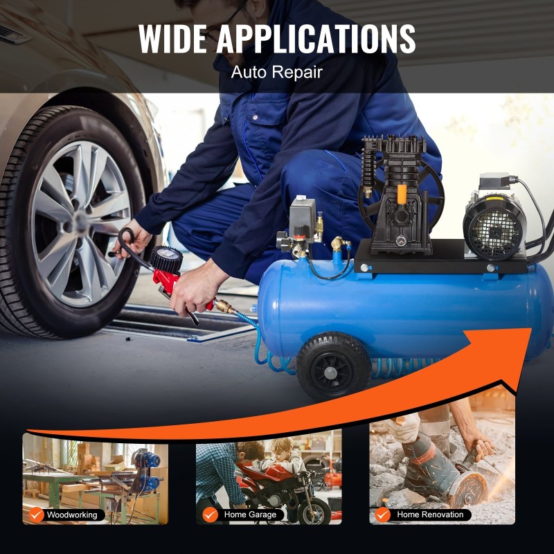 Kompressoripää öljyvoideltu hihnakäyttöinen 3 hv kaksoissylinterinen 164 l/min 8 bar