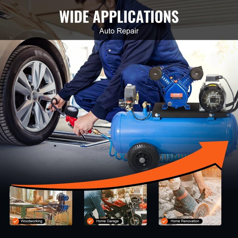 Kompressoripää kaksisylinterinen öljyvoideltu V-tyypin valurautainen 3 hv