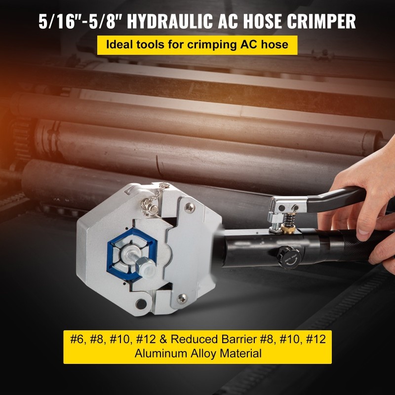 Käsikäyttöinen hydraulinen letkupuristin letkukoot 5/16–5/8 tuumaa alumiiniseosrunko 7 leukasarjaa