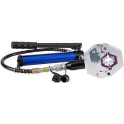 Erotettava hydraulinen letkupuristin alumiiniseosrunko 5 16 5 8 tuuman ilmastointiletkuille seitsemän leukasarjaa