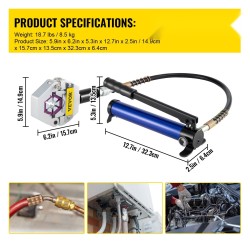 Erotettava hydraulinen letkupuristin alumiiniseosrunko 5/16–5/8 tuuman ilmastointiletkuille seitsemän leukasarjaa