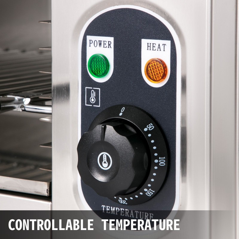 Sähköinen salamander-grilli ruostumattomasta teräksestä 2000W seinälle asennettava säädettävä ritilä 50–300 °C