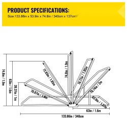Moottoripyörän suojakatos 600D polyesterikangas 340x137x190 cm 22 mm teräsrunko musta