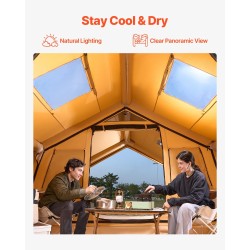 Ilmatäytteinen polyesteripuuvillateltta 8–12 hengelle neljän vuodenajan kamiinavarauksella