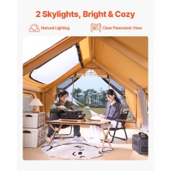 Täytettävä teltta polyesteripuuvillaa 5–8 hengelle markiisilla ja kahdella kattoikkunalla