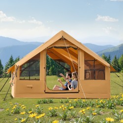 Täytettävä teltta polyesteripuuvillaa 5–8 hengelle markiisilla ja kahdella kattoikkunalla
