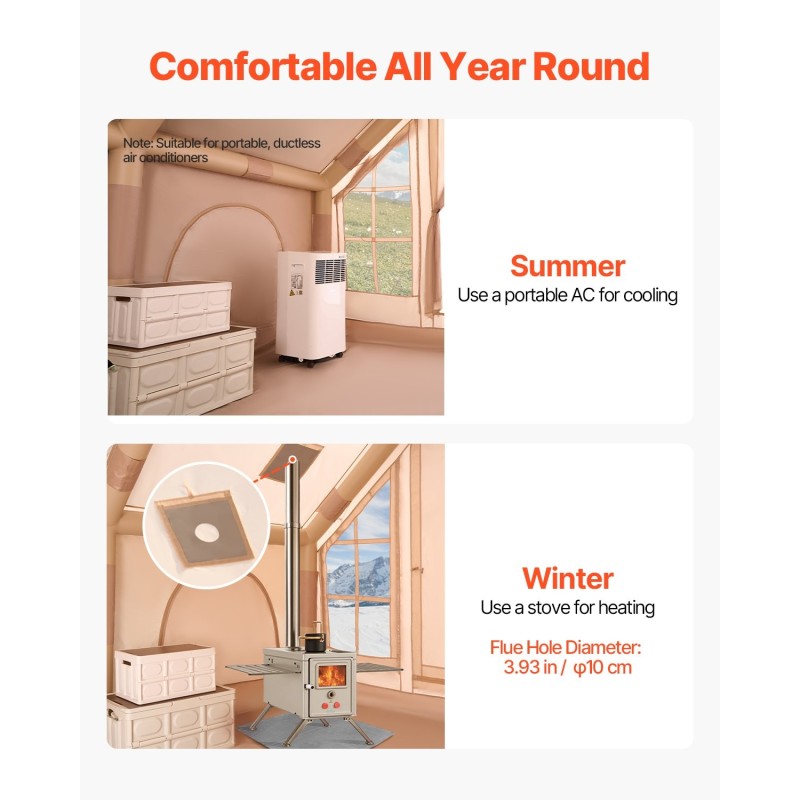 Ilmatäytteinen 4–6 hengen teltta 300D Oxford kangas neljän vuodenajan retkeilyyn