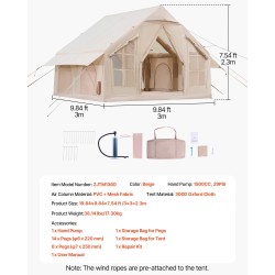 Ilmatäytteinen 4–6 hengen teltta 300D Oxford kangas neljän vuodenajan retkeilyyn
