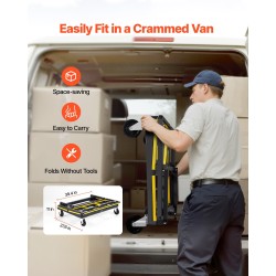 Kipsilevykärry teräsrunko 816 kg kuorma taitettava säädettävä lastausalusta neljä kääntyvää pyörää sidontahihna