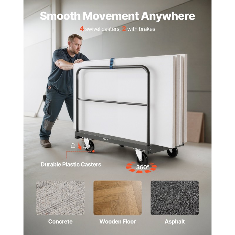 Teräs levykärry ja tasovaunu 816,5 kg kantavuus 91,4 x 61 cm alusta