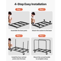 Kuivalevyjen kuljetuskärry teräspohjainen 816,5 kg kantavuus sidontavyöllä ja kaksi sivukaidetta