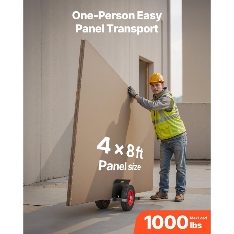 Paneelivaunu teräsrunko 453,6 kg kantavuus 25 cm kumipyörillä säädettävällä puristimella