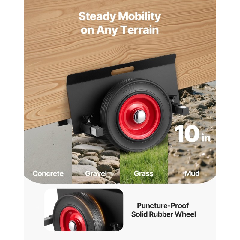 Paneelivaunu teräsrunko 453,6 kg kantavuus 25 cm kumipyörillä säädettävällä puristimella