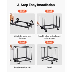 Kuivalevyvaunu teräsrunko 816,5 kilogramman kantavuus 12,5 millimetrin kääntöpyörillä sidontaliinalla ja kolmella sivukaiteella