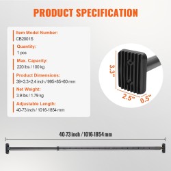 Säädettävä kuormatanko hiiliteräs 1016–1854 mm 1 kpl ajoneuvoihin