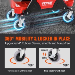 Mekaanikon rullaistuin 136 kilogramman kantavuus 4 tuuman pyörät kolme ulosvedettävää lokeroa