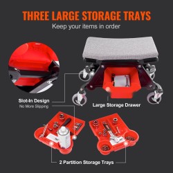 Mekaanikon rullaistuin 136 kilogramman kantavuus 4 tuuman pyörät kolme ulosvedettävää lokeroa