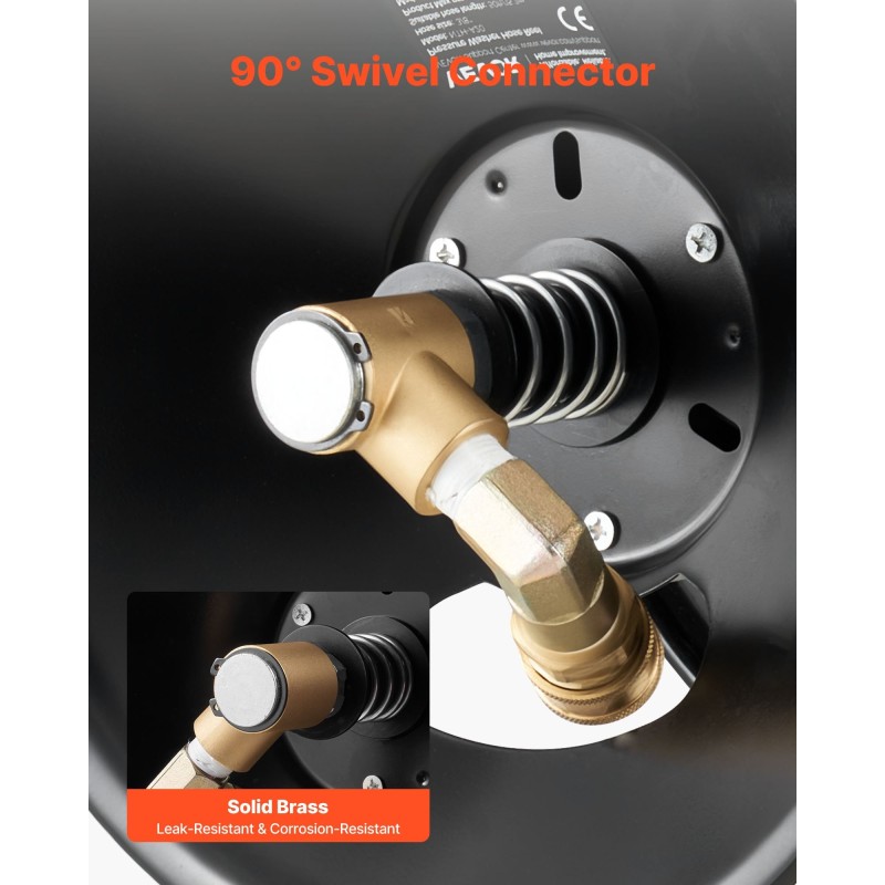 Korkeapaineletkukela teräksinen 15,2 m 3/8-tuuma käsikampi seinä-, lattia- ja ajoneuvoasennus